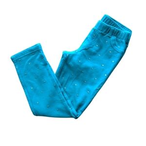 Cat & Jack Girls Cotton Blue Jogger Leggings with Silver Dots Size 5T